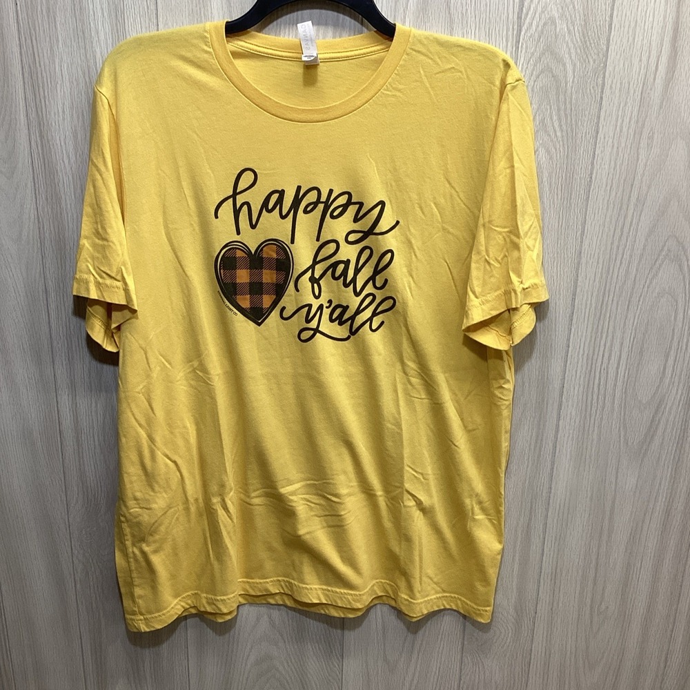 CANVAS Women's (Size 2XL) Short Sleeve Crew Neck T-Shirt Happy Fall Y'all